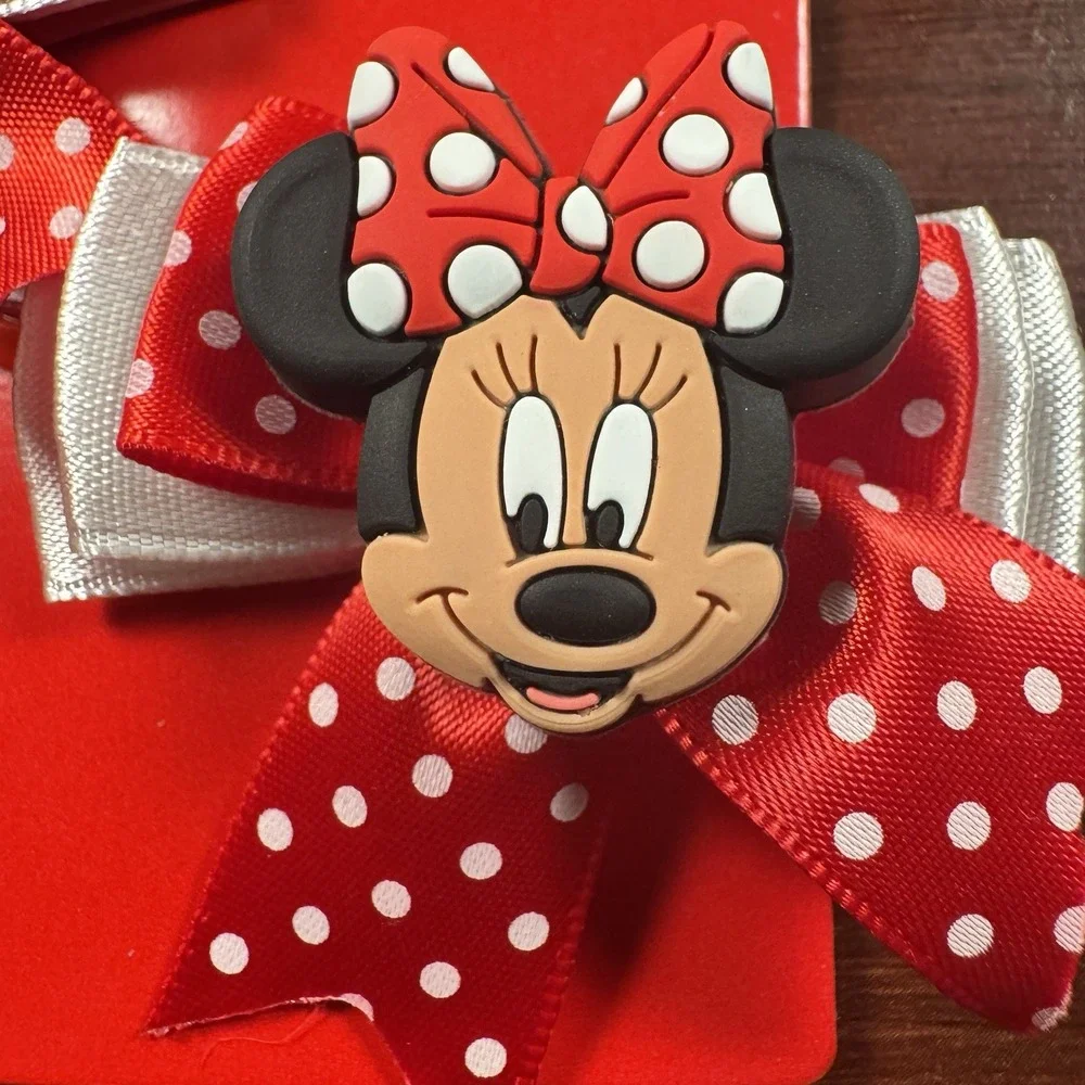 Disney Parks Minnie Mouse Red Polka Dot Bow Hair Clips Set of 2 New